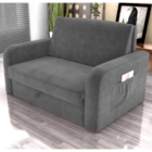 Sofá Cama Com Baú 2 Lugares Harry Veludo Cinza