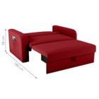 Sofá Cama Com Baú 2 Lugares Harry Veludo Maserati Vermelho