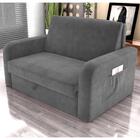 Sofá Cama Com Baú 2 Lugares John Veludo Cinza