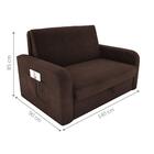 Sofá Cama Com Baú 2 Lugares Numey Suede Marrom