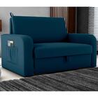 Sofá Cama Com Baú 2 Lugares Numey Veludo Maserati Azul