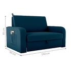 Sofá Cama Com Baú 2 Lugares Numey Veludo Maserati Azul