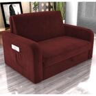 Sofá Cama Com Baú 2 Lugares Numey Veludo Vinho