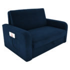 Sofá Cama Com Baú 2 Lugares Raheny Suede Azul