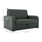 Sofá Cama Com Baú 2 Lugares Raheny Veludo Maserati Cinza