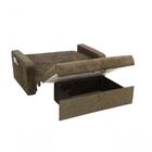 Sofá Cama Com Baú Daiane - Marrom Escuro Suede