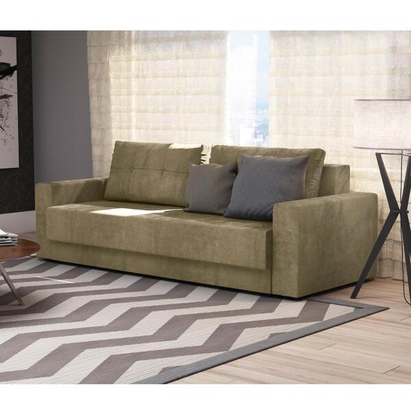 Sofá Cama Com Baú Embutido Ipanema Kappesberg Suede Penna Car