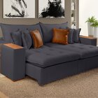 Sofá Cama Com Molas Ensacadas Maria 2.40 Mts Cinza Chumbo