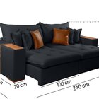 Sofá Cama Com Molas Ensacadas Maria 2.40 Mts Preto