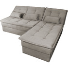 Sofá Cama Dafne Com Chaise Veludo Maserati Cappucino E440 - F