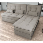 Sofá Cama Dafne Com Chaise Veludo Maserati Cappucino E440 - F