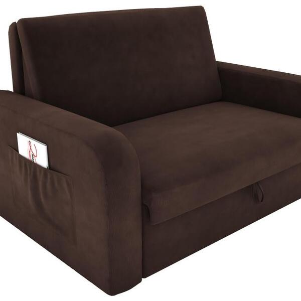 Sofá Cama Daiane 2 Lugares Com Baú Suede Marrom Matrix
