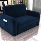 Sofá Cama Daiane 2 Lugares Com Baú Veludo Azul Matrix