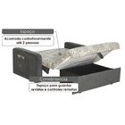 Sofá Cama Daiane Com Baú 2 Lugares 140cm Cor Cinza