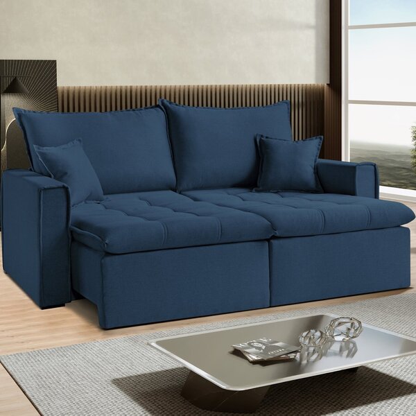 Sofá Cama Dallas 270 Cm Sem Caixa – Veludo Azul Marinho