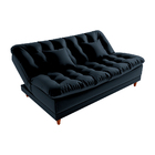Sofá Cama Day 185cm Reclinável Manual Veludo Preto - Sallar H