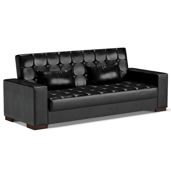 Sofá Cama Decorativo 210cm Beesley Pu Preto Brilho G19 - Gran