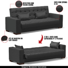 Sofá Cama Decorativo 210cm Beesley Pu Preto Fosco G19 - Gran