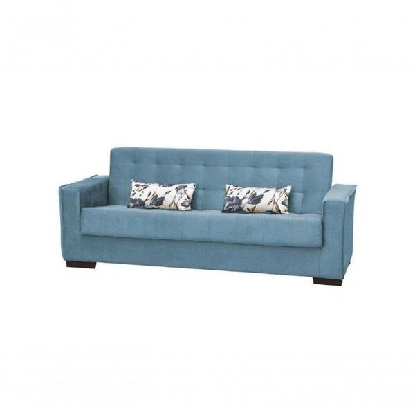 Sofá Cama Dinorá 3 Lugares - Azul C/ Almofada Floral Azul