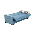 Sofá Cama Dinorá 3 Lugares - Azul C/ Almofada Floral Azul