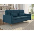 Sofá Cama Donna 3 Lugares Com Encosto Retrátil Azul