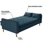 Sofá Cama Donna 3 Lugares Com Encosto Retrátil Azul