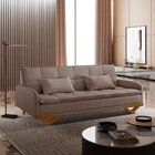 Sofa Cama Em Linho 202cm X 92cm Cannes Marrom Claro / Avelã