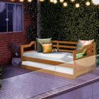 Sofá Cama Em Madeira Maciça Com Auxiliar Imbuia