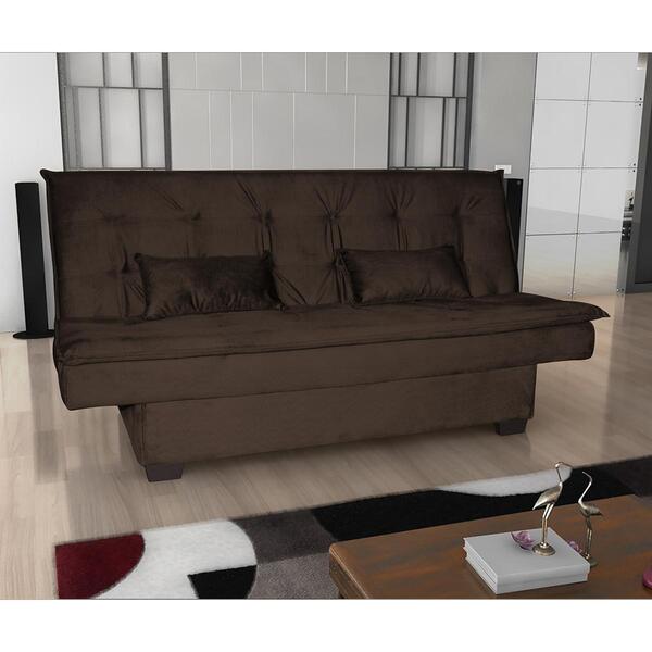 Sofá Cama Esmeralda 3 Lugares Reclinável Matrix Suede Granite Leroy