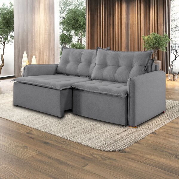 Sofá Cama Flórida Retrátil E Reclinável 180 Cm Linho  Cinza