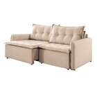 Sofá Cama Flórida Retrátil E Reclinável 260 Cm Linho  Bege