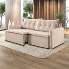 Sofá Cama Flórida Retrátil E Reclinável 260 Cm Linho  Bege