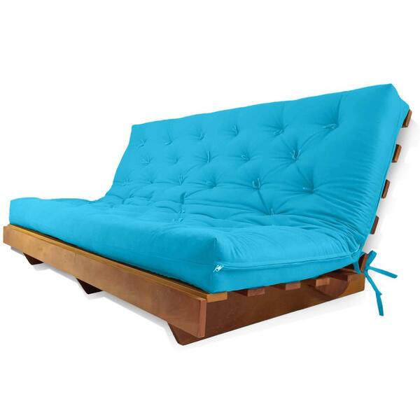 Sofá Cama Futon L Sarja Azul Tiffany Em Madeira Nobre Maciça