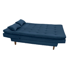 Sofá Cama Gales 188 Cm Encosto Reclinável Veludo Azul Marinho