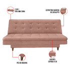 Sofá Cama Gales 188 Cm Encosto Reclinável Veludo Rosê Pés Mad