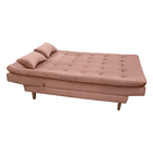 Sofá Cama Gales 188 Cm Encosto Reclinável Veludo Rosê Pés Mad