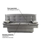 Sofá Cama Hollywood Com Tecido Veludo - Cinza