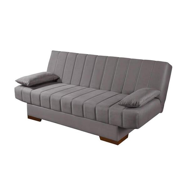 Sofá Cama Iris Estofado Espuma D26 Retrátil Chumbo