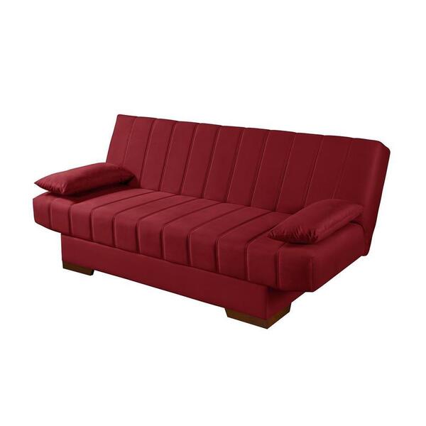 Sofá Cama Iris Estofado Espuma D26 Retrátil Vermelho