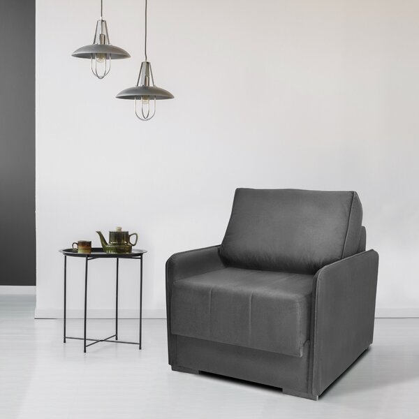 Sofá Cama Isis Solteiro 100cm Tecido Veludo Cinza