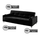 Sofá Cama Jazz 2 Lugares 195cm X 90cm X 90cm Preto