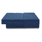Sofá Cama King 5 Lugares 2,70m Alice Suede Azul Adonai Estofa