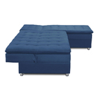 Sofá Cama King 5 Lugares 2,70m Alice Suede Azul Adonai Estofa