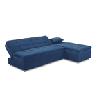 Sofá Cama King 5 Lugares 2,70m Alice Suede Azul Adonai Estofa