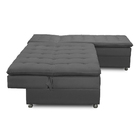 Sofá Cama King 5 Lugares 2,70m Alice Suede Cinza Adonai Estof