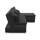 Sofá Cama King 5 Lugares 2,70m Alice Suede Preto Adonai Estof