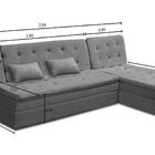 Sofá Cama King 5 Lugares 2,70m Amélia Suede Cinza Mirra Decor