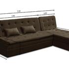 Sofá Cama King 5 Lugares 2,70m Amélia Suede Marrom Mirra Decor