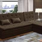 Sofá Cama King 5 Lugares 2,70m Amélia Suede Marrom Mirra Decor