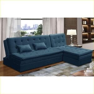 Sofá Cama King 5 Lugares 2,70m Agnes Suede Azul Rover & Beato | Leroy ...
